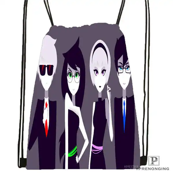 Drawstring Backpack Пользовательские Homestuck. полная. Drawstring сумка-рюкзак милый рюкзак дети сумка(черный назад) 31x40 см#180531-04-27 - Цвет: Drawstring Backpack