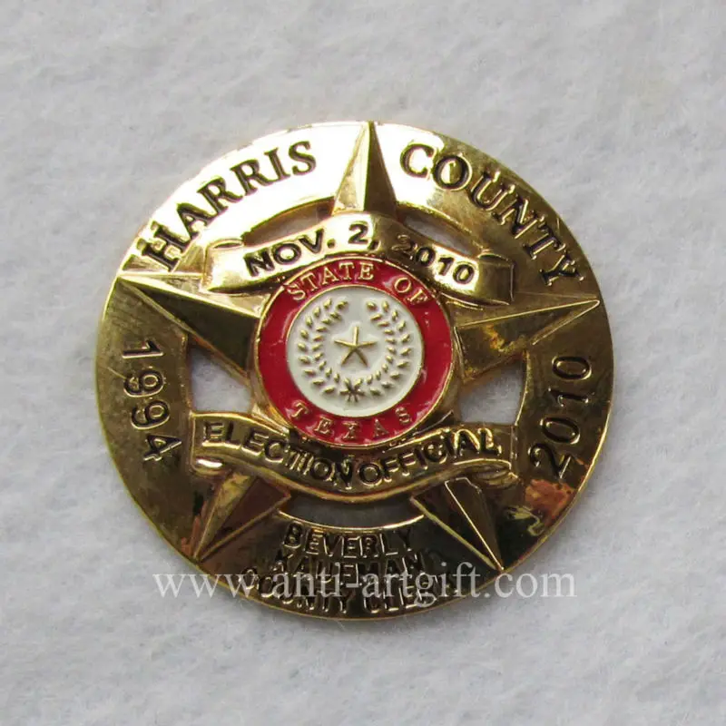 

Custom die struck enamel gold lapel pins five star badges town of emblems design your logo high quality no moq