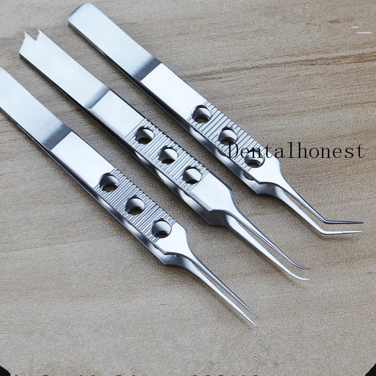 6pcs Micros Stainless steel titanium alloy 11CM dovetailed straight/curved head tweezers platforms tweezers Ophthalmic forceps