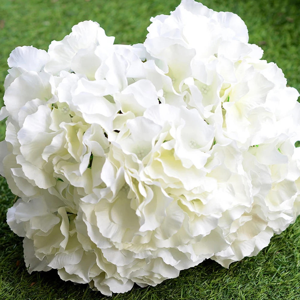 5 голов большой цветок гортензии Шелковый букет имитация растений стол офис дома вечерние свадебное украшение для гостиницы поддельные цветы - Цвет: Белый