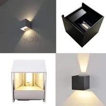 2 шт. 7 Вт IP54 Регулируемый Куб настенный светильник наружный проект двунаправленный, настенный светодиодный лампы Наружное бра освещение водонепрони