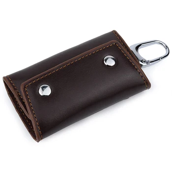 

XIYUAN BRAND Key Wallet Holder For Men Coffee Solid Color Genuine Leather Chain Key Wallets Bag Fashion Keys Case