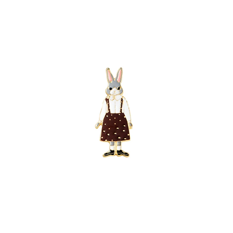 Mr and Miss Cat, кролик, лиса, эмалированные булавки, броши в виде животных, пряжка, инструмент игрока, Банни, значки, ювелирный подарок для возлюбленных пар - Окраска металла: Ms rabbit