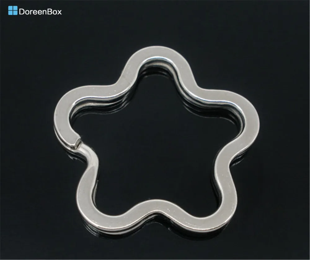 

Doreen Box hot- 10 Silver Tone Flower Split Rings Key Rings 34x35mm (B05283)