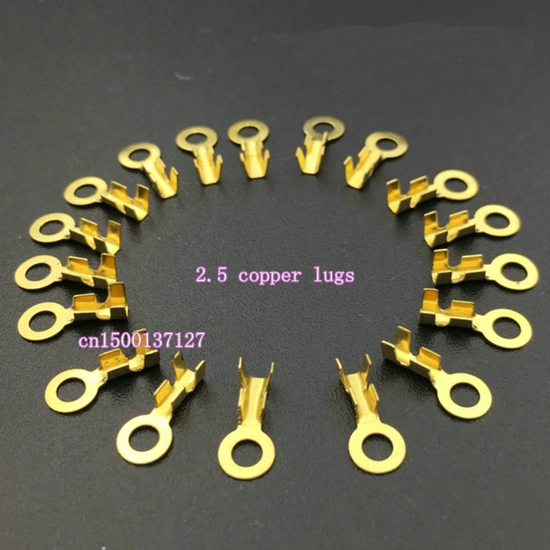 

100pcs 2.5 round lugs R-shaped ground terminal O-shaped sun terminal cold pressing terminal