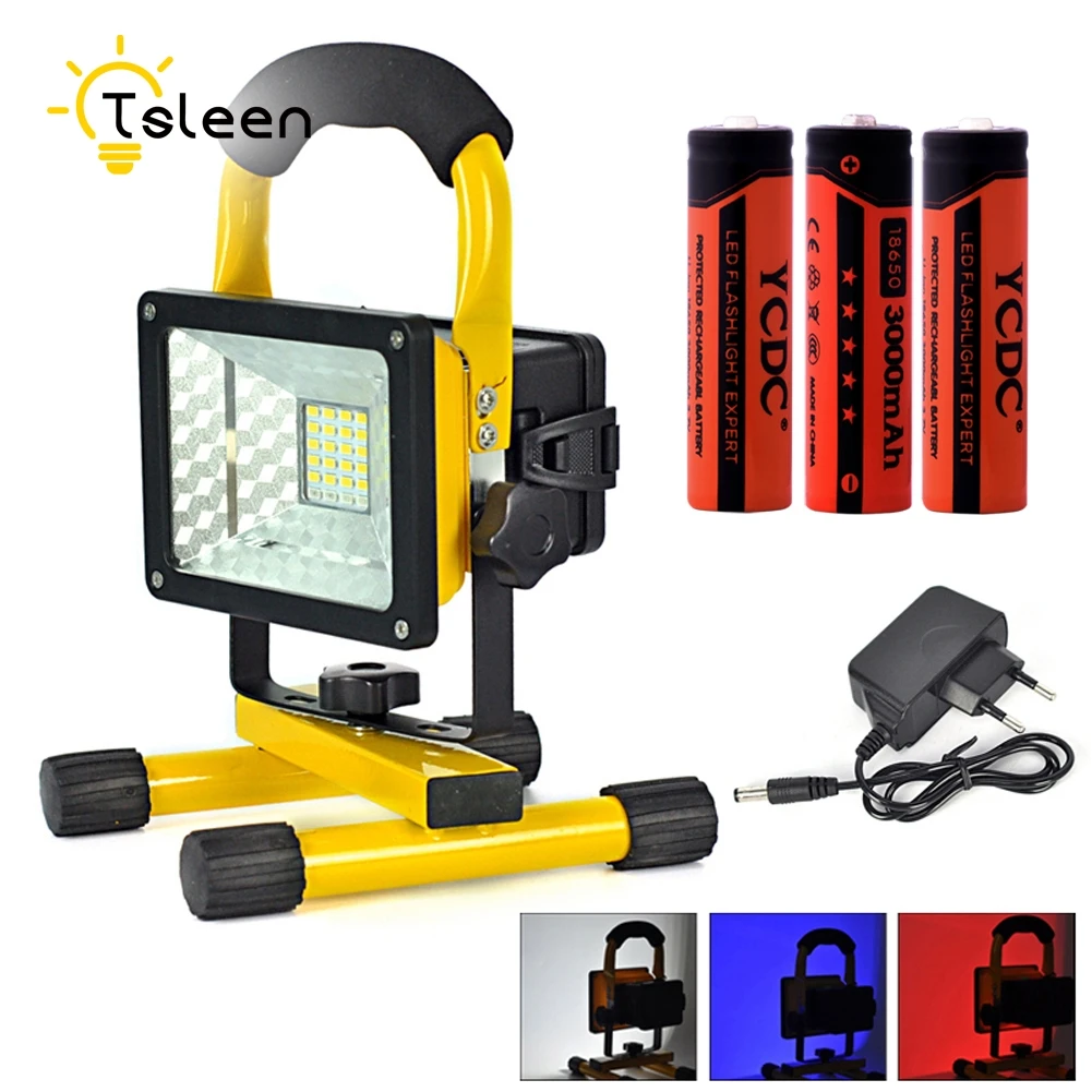 

Cheap Portable Waterproof led light Flood light Outdoor led 18650 rechargeable Flood light Plug charger 3x18650 battery