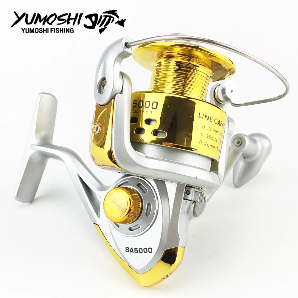 Yumoshi wheels fish spinning reel 5.5:1 12BB 1000-7000 series pesca carretilha peche Spinning wheel type Sea Rock lure fishing