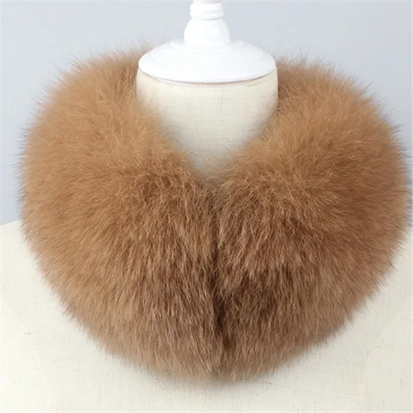 Hot Sale Real Fox Fur Collar Women Natural Fox Fur Scarf Winter Minter Multiple Colour Fur Scarves - Цвет: dark khaki