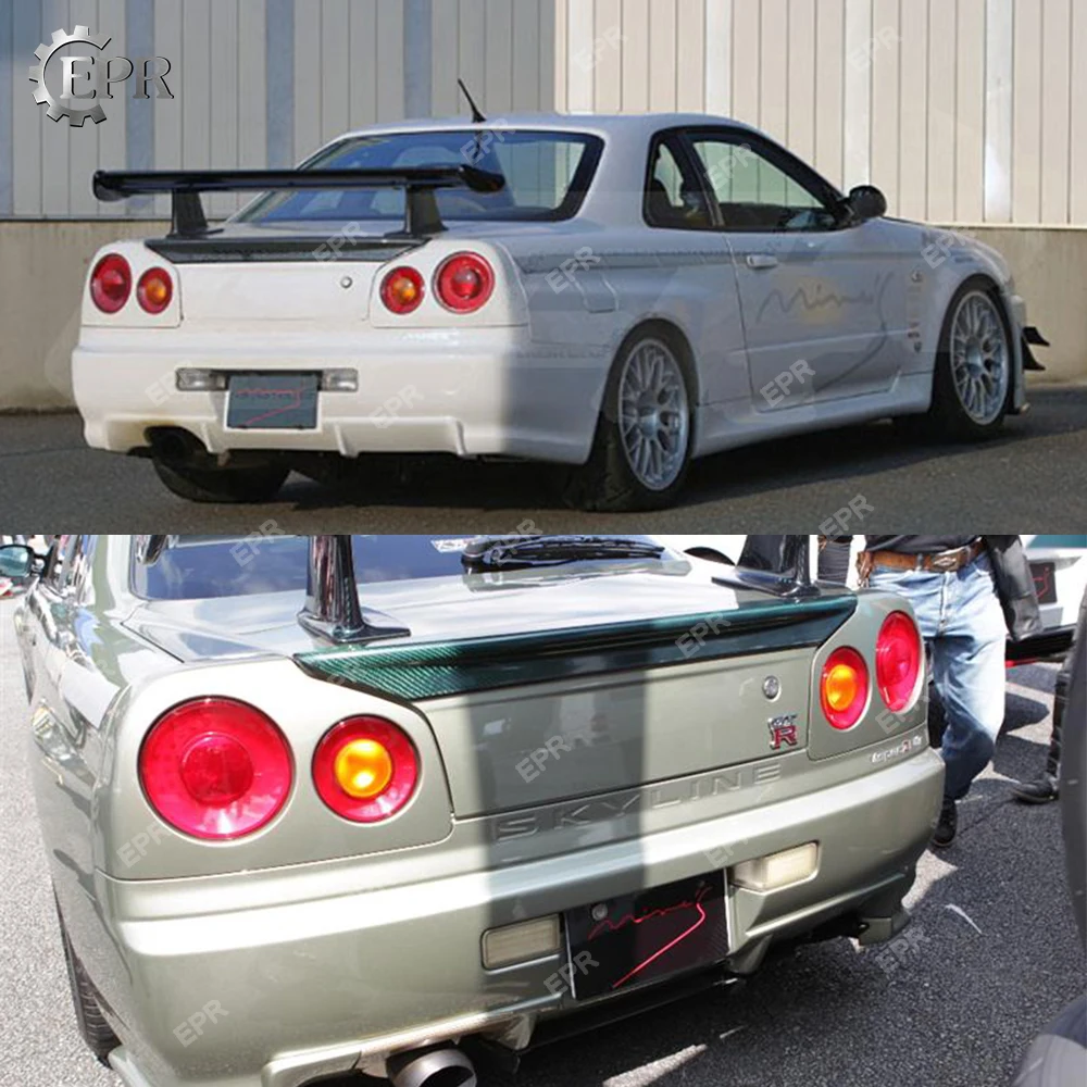 Для Nissan Skyline R34 GTT GTR углеродного волокна MI Стиль задний спойлер тела комплект тюнинг части для GTR R34 GTT углерода задний багажник спойлер крыла