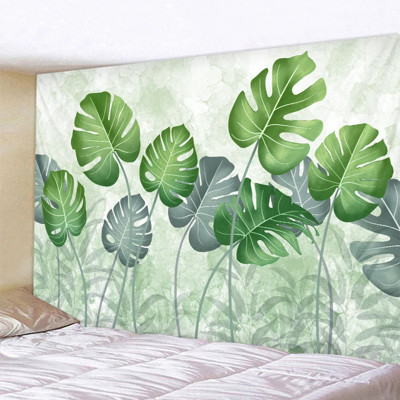 Ручная роспись зеленые листья Декор психоделический гобелен настенный индийский коврик с мандалой в стиле хиппи гобелен в стиле бохо настенная ткань
