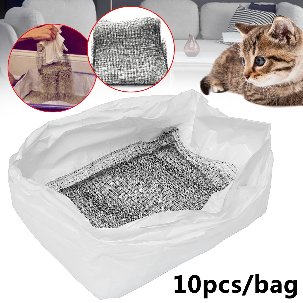 10pcs Reusable Cat Feces Filter Cat Sand Bag Hands Free Cats Sifting Litter Tray Mesh Liners Kitten Litter Box Liners Litter Housebreaking Aliexpress