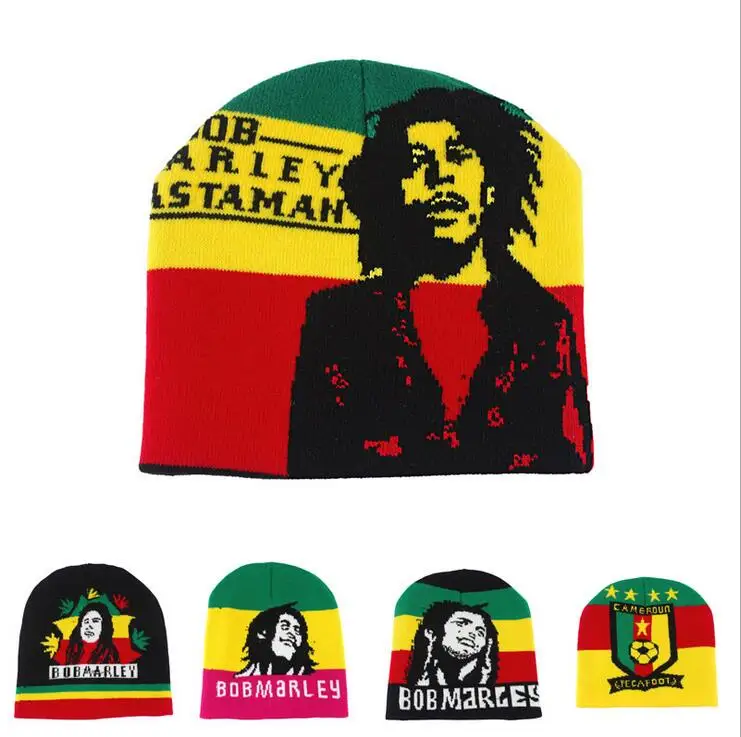 2016 модные мужские шапки женские и Jamaican вязаная шапка Rasta зимние BOBMARLEY головные