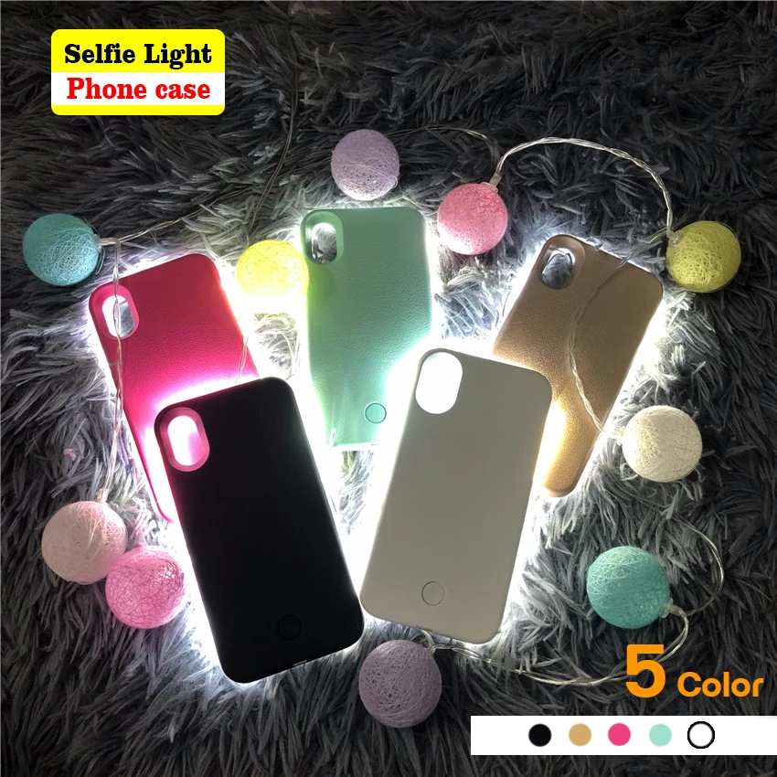 

Luxury Luminous Phone Case For iPhone 6 6s 7 8 Plus X Perfect Selfie Light Up Glowing Case Cover For Samsung S8 S9 plus case