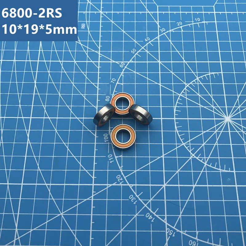 

Free Shipping high quality 10pcs 6800-2RS (ORANGE) Bearing 10*19*5 mm Metric Thin Section 6800 2RS Bearings 61800 RS 6800RS