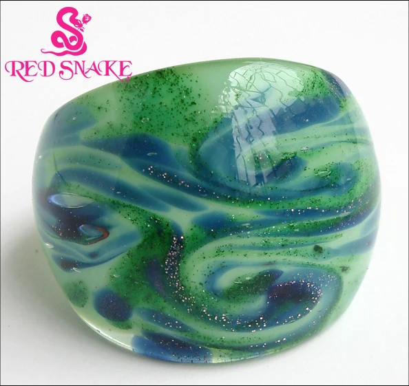 

RED SNAKE Fashion Ring Handmade bule and Green cloud design Murano Glass Rings