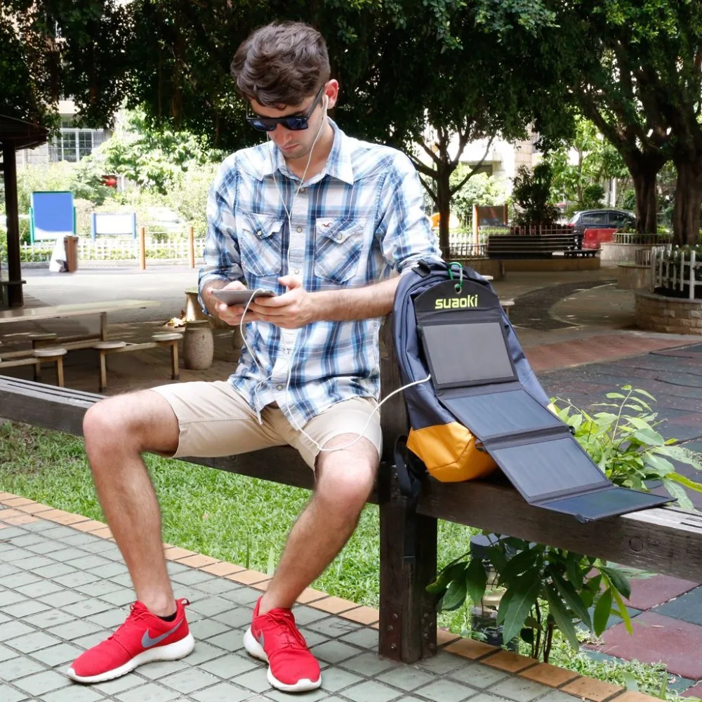 

Suaoki Portable 25W Folding Foldable Waterproof Solar Panel Charger Mobile Power Bank for Phone Battery Dual USB Port Outdoor
