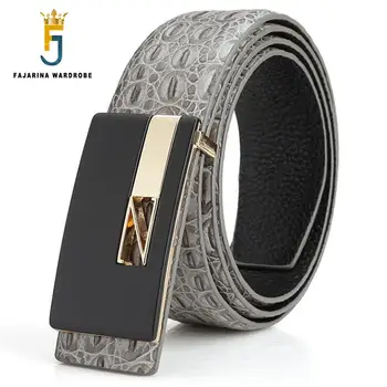 

FAJARINA Cow Genuine Leather Male Crocodile Pattern Cowhide Belts Mens Cowskin Belt Smooth Buckle Waist Box Gift for Men LUFJ180