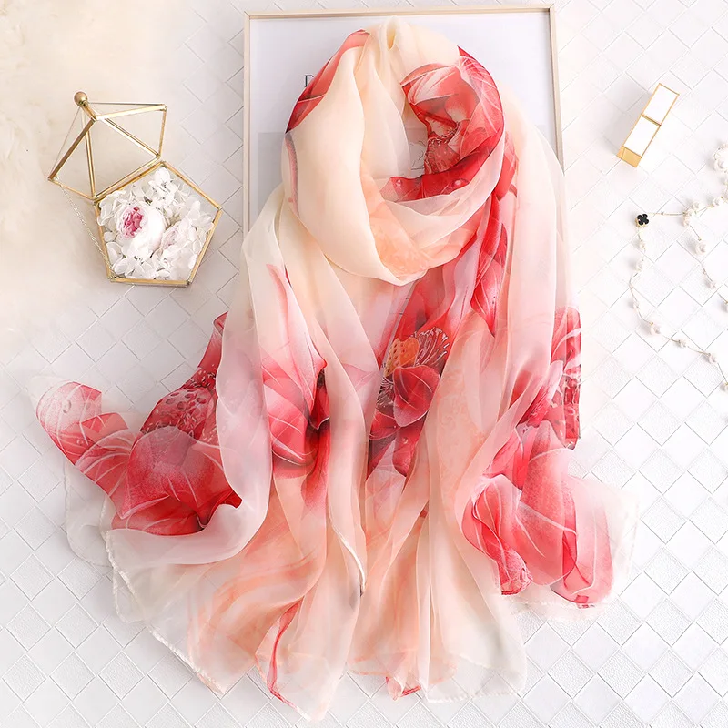 

190*135cm large size scarf silk women 2019 new shawls and wrap elegant lady floral printed pashmina winter scarves hijab bandana
