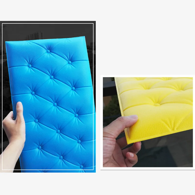 

Hot 3D Wall Sticker Solid Color PU Leather Foam Wall Decal for Parlor Office FQ-ing