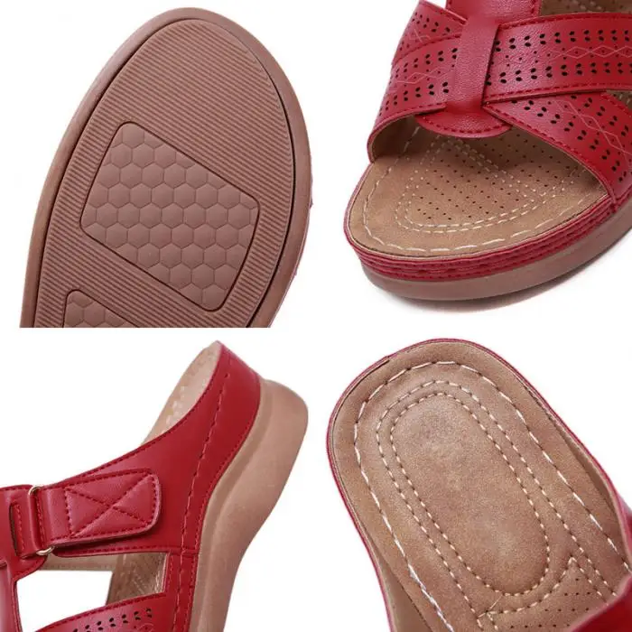 Летние женские босоножки; 5 цветов; женские ортопедические сандалии с открытым носком в винтажном стиле; Нескользящая дышащая повседневная обувь; пляжная обувь