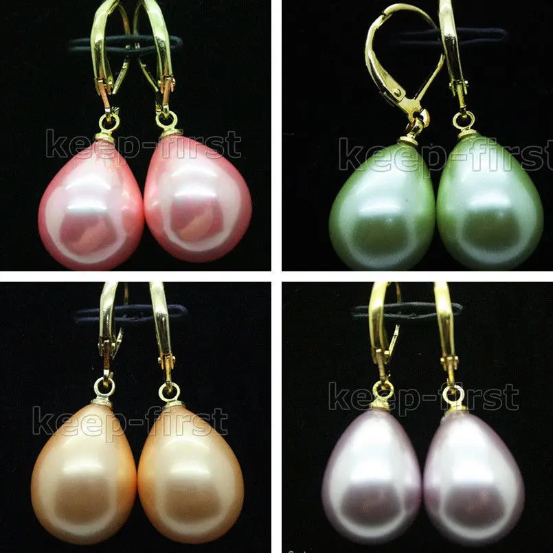 

A NEW 12X15MM DROP/DANGLE SOUTH SEA SHELL PEARL EARRINGS AAA+