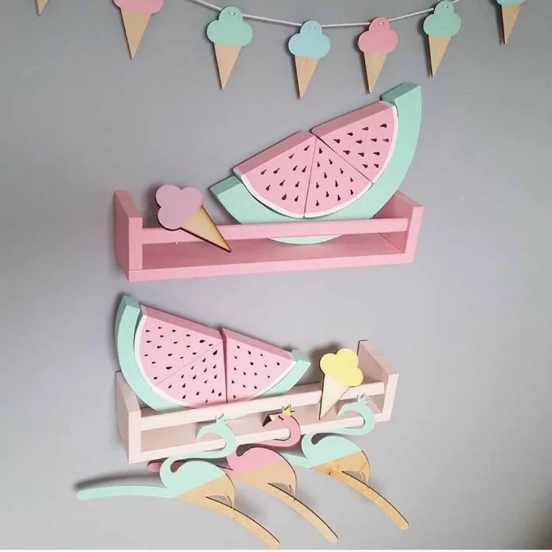 

Wooden Watermelon Decoration Crafts With Early Educational Toy Building Blocks Set Wood Ornaments Kids Safe Natural Room Decor