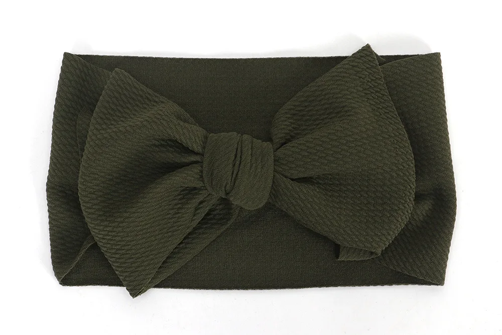 Army Green Новые повязки на голову с большим бантом, однотонные широкие мягкие повязки на голову, тюрбан для маленьких девочек, повязка на голову, аксессуары для волос, головные уборы - Цвет: Army Green