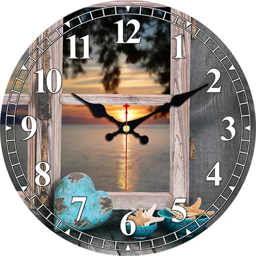WONZOM корабль парусный спорт современный стиль деревянные картонные часы, круглые Настенные часы для домашнего декора гостиной не тикающий звук 6-16 дюймов - Цвет: Wall Clock 24