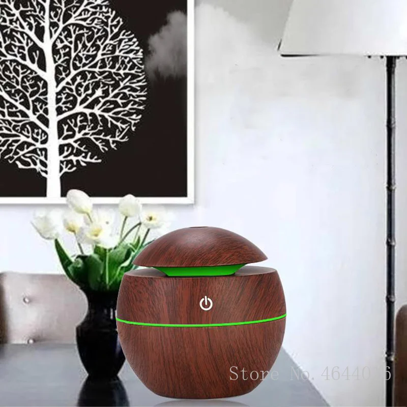 

Top quality 130ml Wood Grain Electric Air Humidifier Ultrasonic Essential Oil Diffuser Aroma Treatment 7 Color LED Night Light