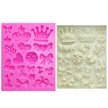 M0226 мультяшная Корона и галстук-бабочка, силиконовая форма для торта, капкейков, желе, конфет, шоколада, украшения торта, формы для выпечки