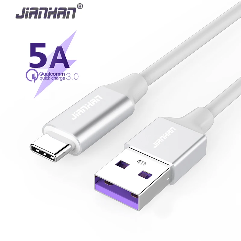 

JIANHAN 5A Type C 3.0 Fast Quick Charging Data Sync Charger Braided SuperCharger For Huawei P10 P20 Plus Pro Lite Xiaomi Samsung
