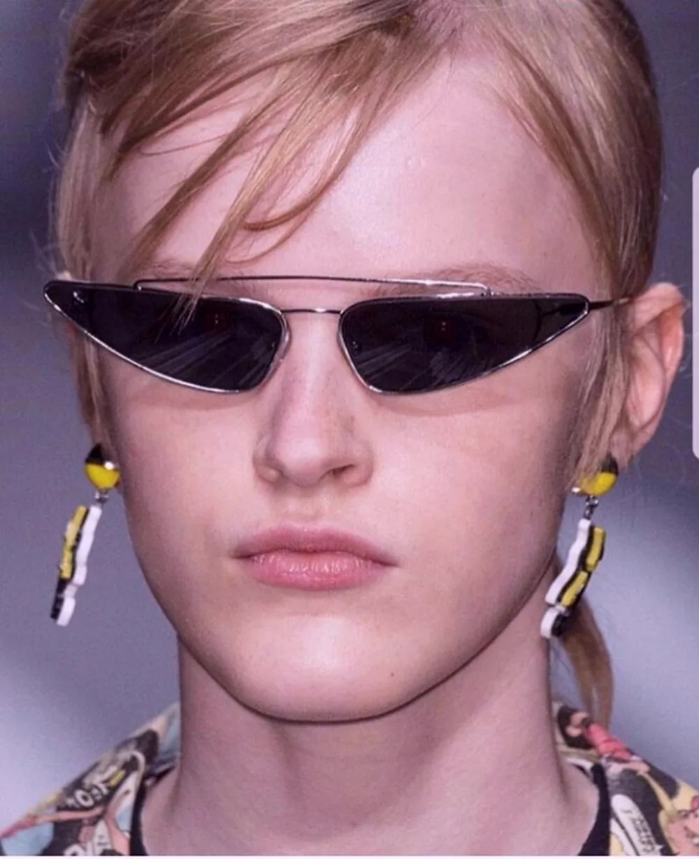 Water Drop Narrow Women Gradient Lenses Small Size Sunglasses Designer