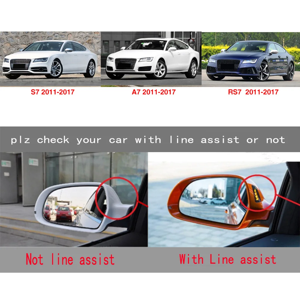 Углеродное волокно заменить автомобиль Зеркало заднего вида крышки Shell для Audi A7 Sline S7 RS7 хэтчбек 4 двери 11 17 без побочных помочь