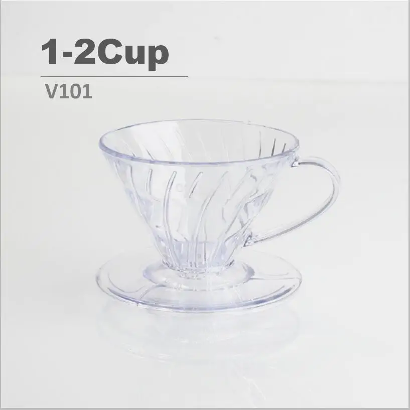 Керамическая капельница V60, ручной капельный фильтр для кофе, кофейник для заливания кофе, капельный конусный фильтр, постоянный 1-2 чашки, 4 чашки - Цвет: Clear 1-2Cup