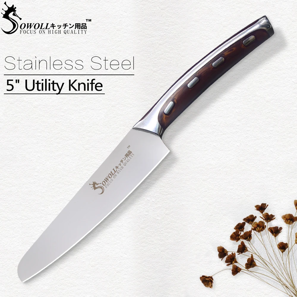 

Sowoll Stainless Steel Cutlery Knife With Resin Fibre Handle Ergonomic Design Seamless Welding Kitchen Knives Utility Chef Knife