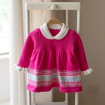 

Children Winter Sweater Dress for Girls knitted kids baby underwear autumn Clothes thick Dresses high quality Christmas Pullover