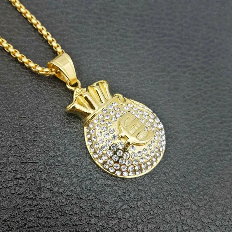 

Hip hop 316L Stainless steel Gold Color Euro Pendant Necklace Mens with zircon Wedding Jewelry Cross Brand Trendy Necklaces