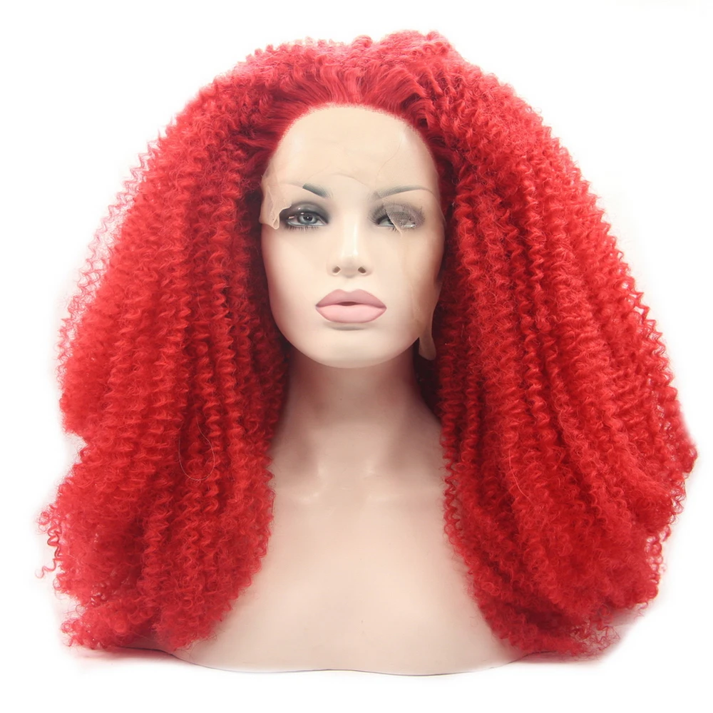 Yiyaobess красный, черный, серый Омбре парик с кружевом спереди синтетический 180% Плотность средней длины красный блонд кудрявый парик для женщин