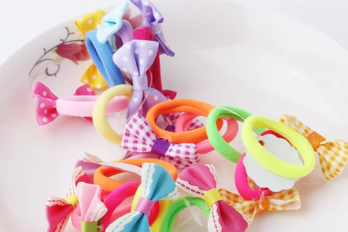 New Children's Bowknot Dot Elastic Hair Bands Colorful Hair Ring Cute Girl Princess Hair Rope For Children Acessorio De Cabelo T