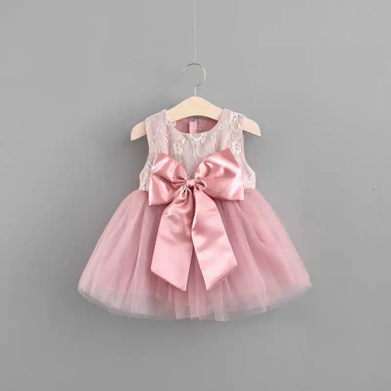 Платье для новорожденных девочек; праздничные платья для девочек; платье принцессы на День рождения; кружевное платье на крестины; одежда для малышей; цвет белый, розовый - Цвет: Pink