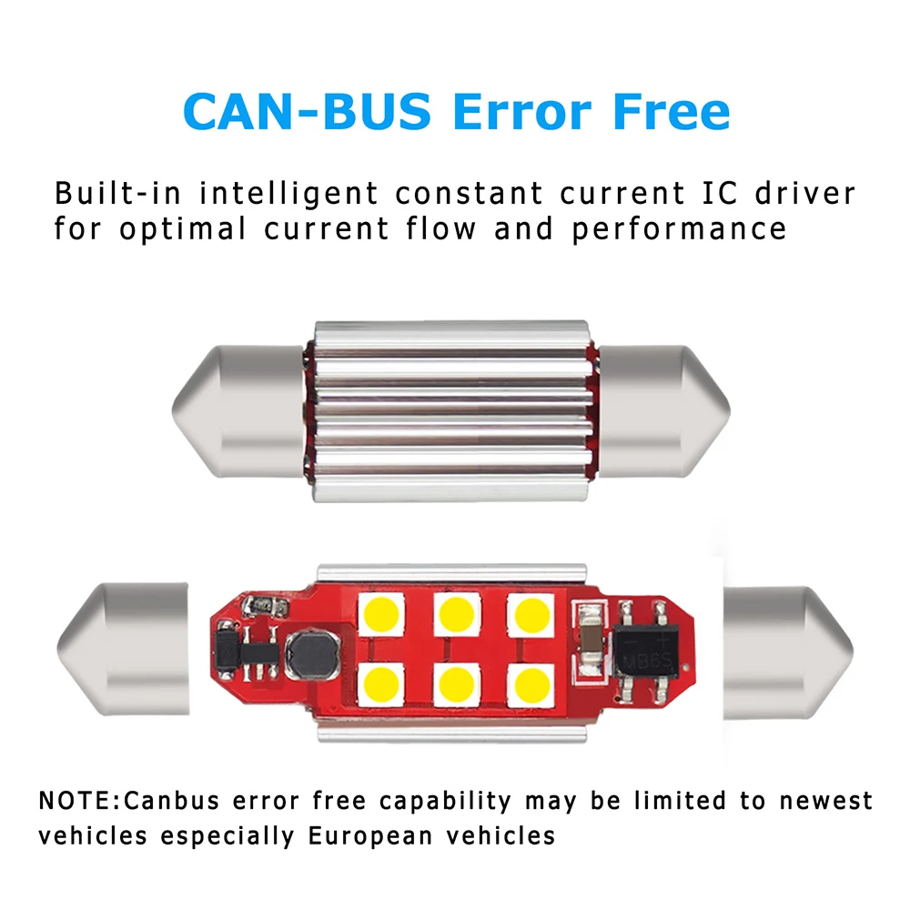 2x C5W led C10W лампа салона автомобиля свет гирлянда 31 мм 36 мм 41 мм SMD 3030 чтение купол Лицензия Пластина лампа 12 В 6000 К белый без ошибок