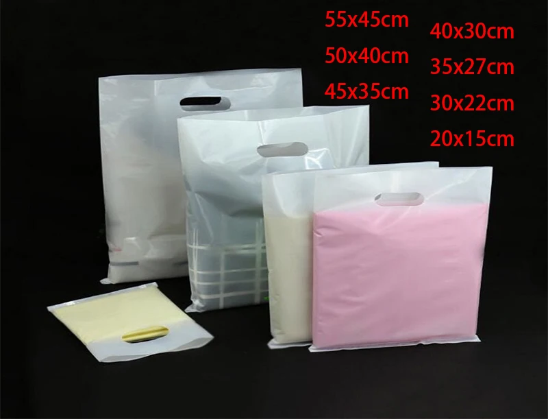 50pcs/lot Personalized logo White plastic bags with handle,white