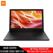 Xiaomi Mi Ruby 15,6 дюймовый ноутбук MX110 8-ой процессор Intel Core I5/I7 четырехъядерный 8 Гб DDR4 512 ГБ SSD клавиатура с подсветкой Windows 10 ноутбук