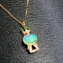 Подвеска с натуральным опалом S925 Серебряный натуральный драгоценный камень кулон Цепочки и ожерелья модные роскошные Фея Крылья Ангела корона для женщин ювелирные изделия