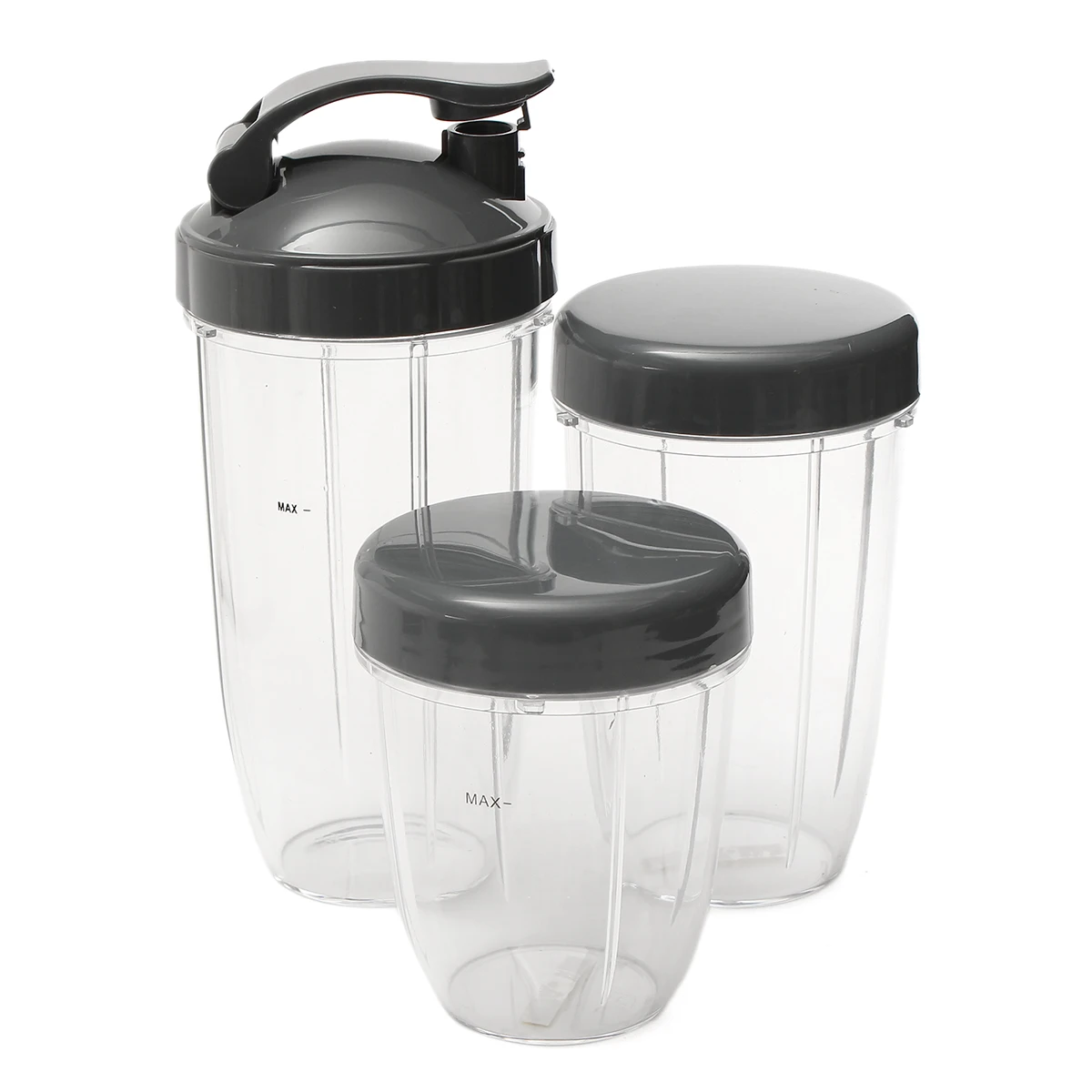 

New 3Pcs Replacement Cups 32Oz Colossal +24Oz Tall +Small Cup+3 Lids For Nutribullet Fruit Juicer Parts Kitchen Appliance Bottle