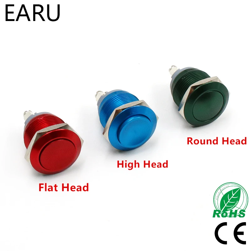 

16mm 19mm 22mm Waterproof Reset Metal Push Button Switch High Flat Round Head Screw Feet Door Bell Horn Car Auto Engine Start