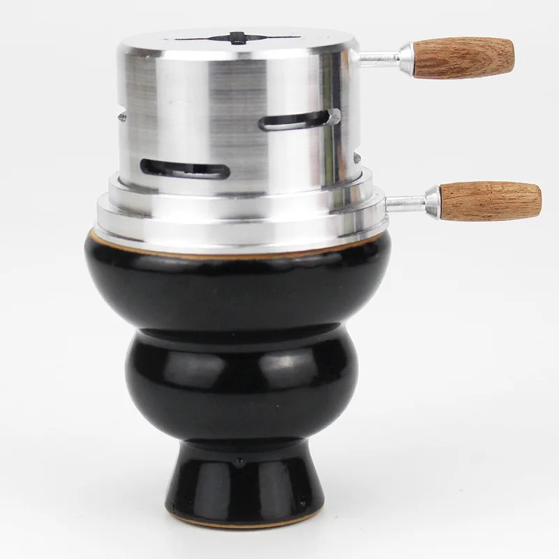 Ветрозащитная керамическая чаша для кальяна с Карбоновым держателем для угля Nargile Sheesha Narguile Chicha Cachimbas аксессуары для головки кальяна - Цвет: black set
