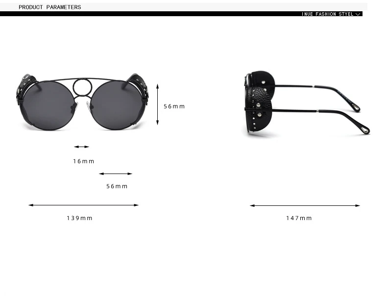 Сплав кожаная оправа панк Поляризованные Солнцезащитные очки женские мужские летние стиль стимпанк Солнцезащитные очки женские ретро круглые оттенки RX144