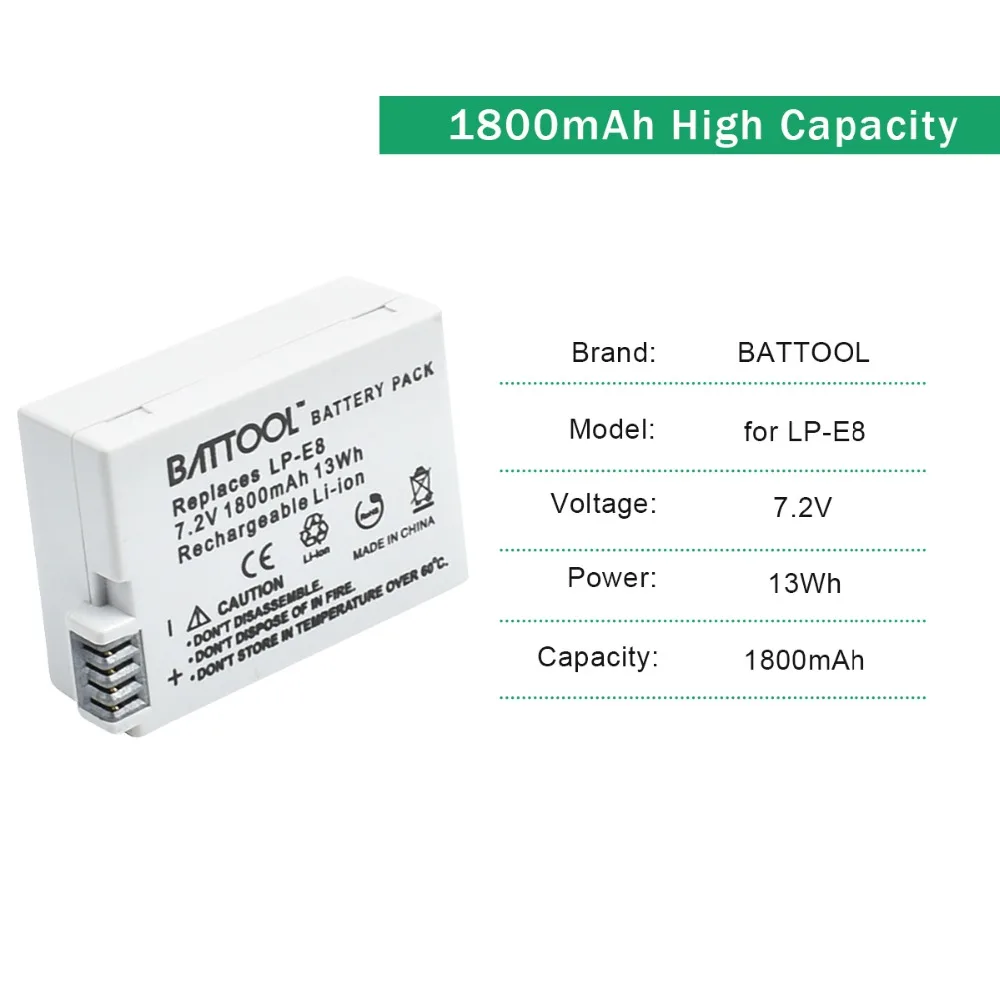 2 шт. 1800 мА/ч, LP-E8 LPE8 LP E8 Батарея мА/ч. Аккумулятор AKKU емкостью+ ЖК-дисплей двойной Зарядное устройство для цифровой однообъективной зеркальной камеры Canon EOS 550D 600D 650D 700D X4 X5 X6i X7i T2i T3i