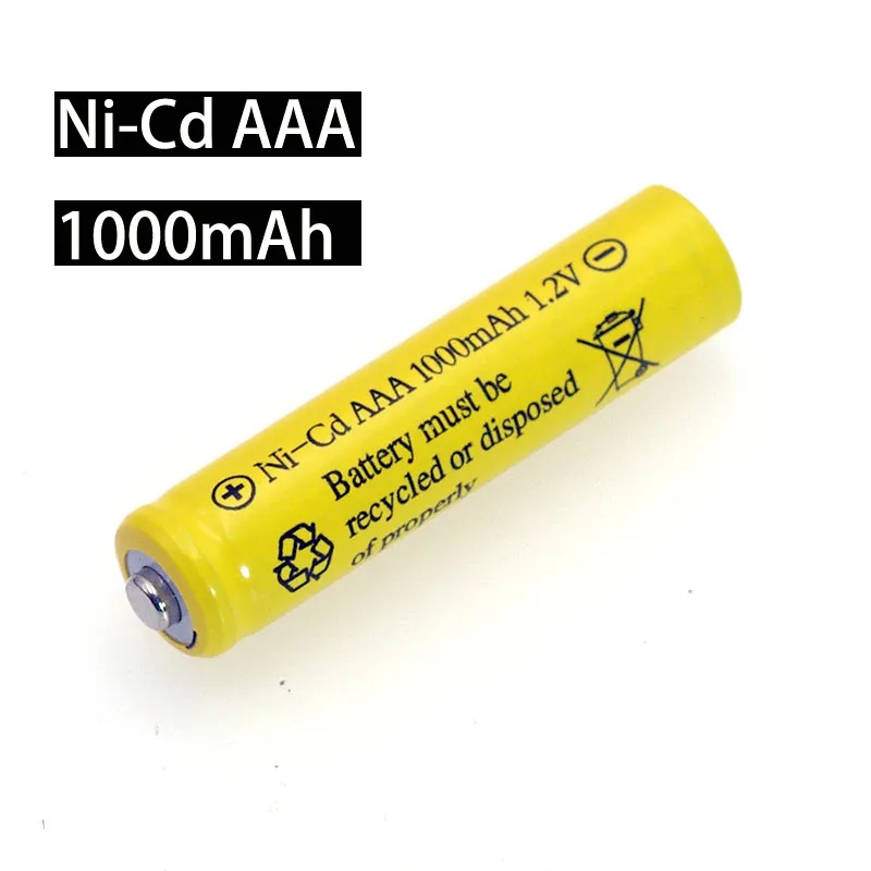 

NI-CD AAA Batteries 1.2v Rechargeable nicd Battery 1.2V Ni-Cd aaa 1000mAh For Electric remote Control car Toy RC ues